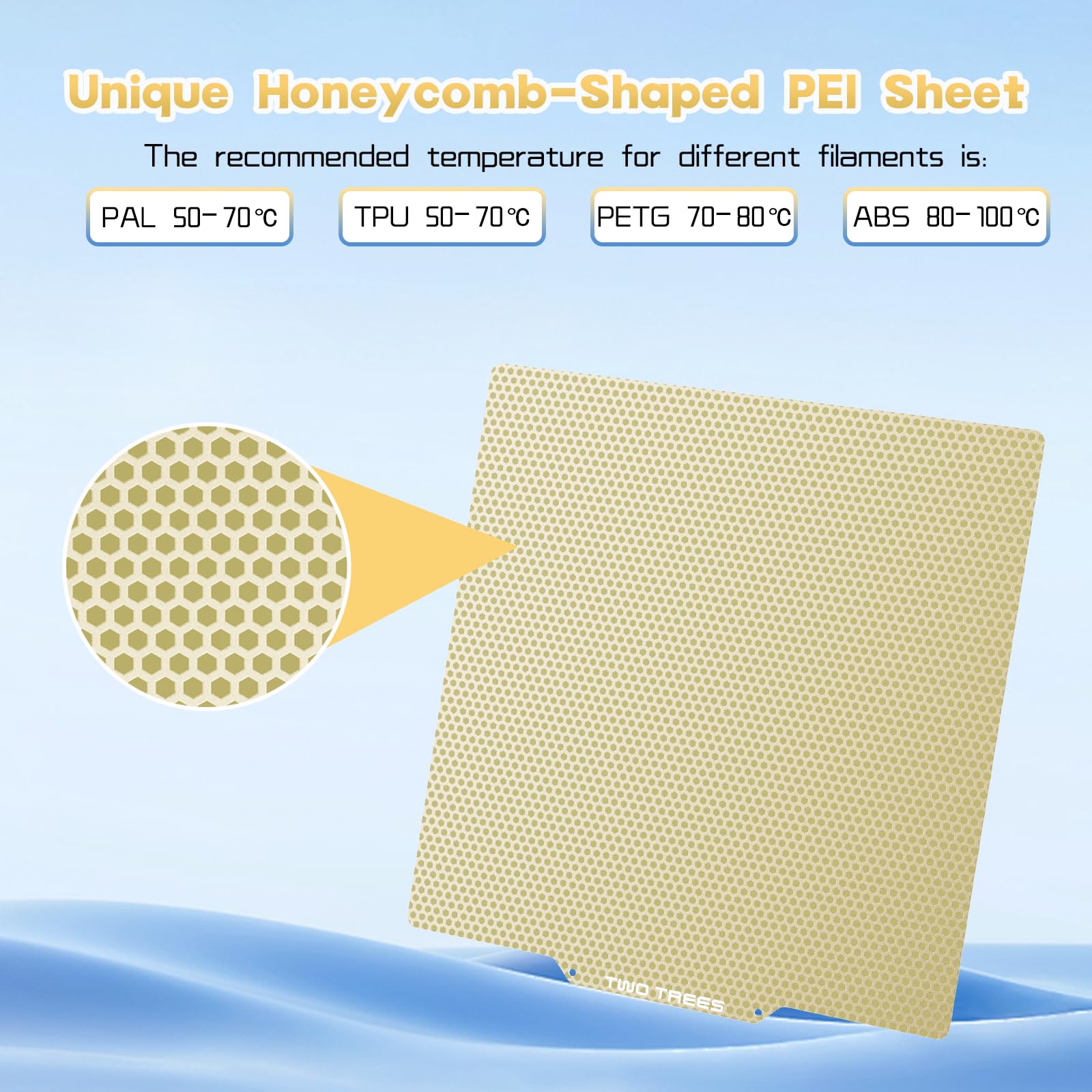 3D Printer Platform Double Sided Textured PEI Sheet Build Pate Honeycomb-Shaped Spring Steel Flexible Removable 3D Printer Bed for Creality CR-10/10S/Anet A8/E12/Artillery SW-X1/X2 310x310 mm - WoodArtSupply