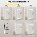 Mepplzian Lighted Medicine Cabinet Mirror for Bathroom,Led Medicine Cabinet with Defogger, Wall Mounted,LED Bathroom Mirror with Storage,20X28 Inch Mepplzian