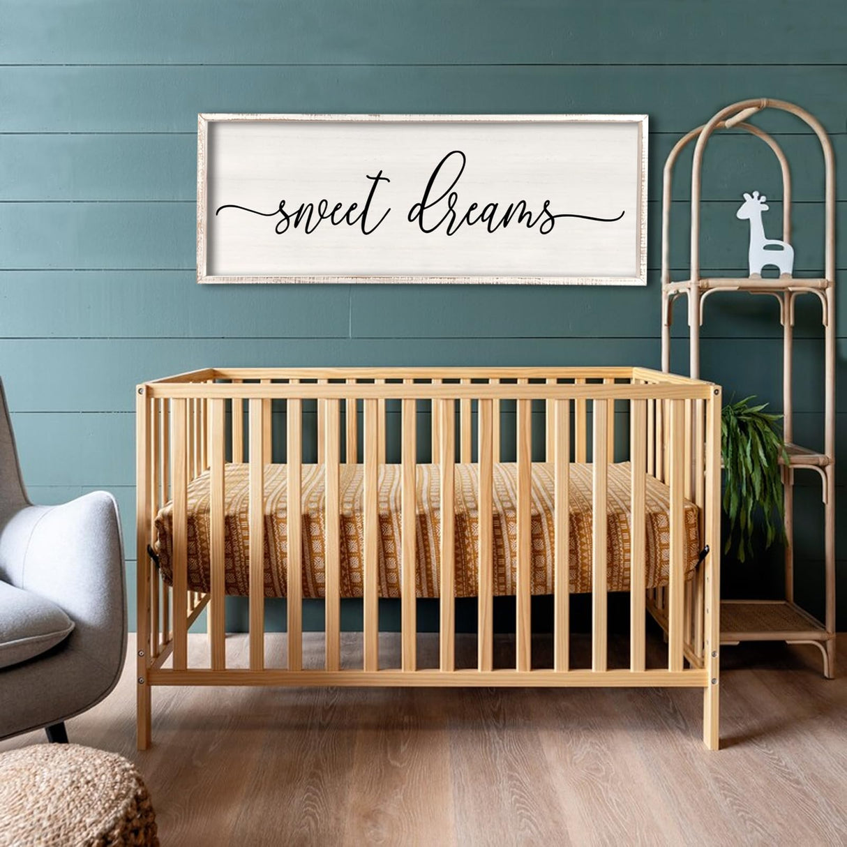 Sweet Dreams Wall Decor Above Bed 40''×15'' Master Bedroom Large Sweet Dreams Sign Farmhouse Wall Decor Guest Room Wood Rustic Framed Over Bed Wall Art Hanging Decoration (White) Surfapans