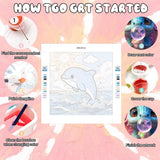 WEMEON Dolphin Paint by Numbers Kit for Kids with Frame and Easel, Easy Paint by Numbers Kits for Kids Ages 4-6, Small Painting by Number for Birthday Gift, Painting Party(10X10inch) WEMEON