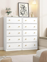 Nicehill White Dresser for Bedroom with 5 Drawers, Fabric Dresser Storage Tower, Chest of Drawers for Closet, Living Room, Hallway, Entryway, Woodeen Dresser（White） Nicehill