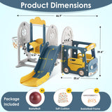 BIERUM Toddler Slide for Toddlers Age 1-3 with Basketball Hoop and Swing, Baby Slide for Kids Ideal Gift, Indoor Outdoor Backyard Playground Blue Yellow BIERUM