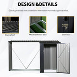 FRITHJILL Outdoor Steel Firewood Rack with Storage Shed, Waterproof Metal Log Holder & Garden Tool Storage, Perfect for Backyard, Wood Stove Supply, Two-In-One Design with Sloping Roof FRITHJILL