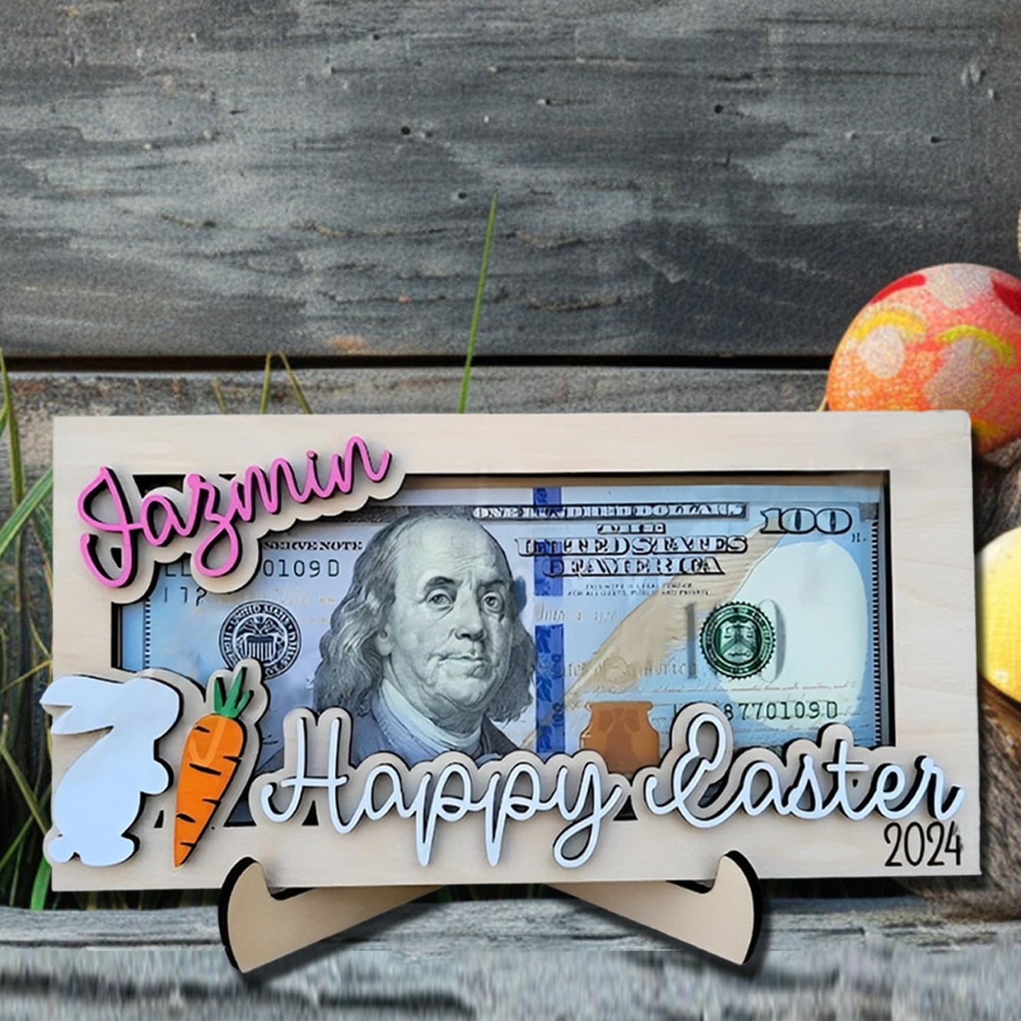 Easter Money Holder for Boys Girls, Surprise Place Card Holder, Custom Cash Holders with Pull Out, Happy Easter Gifts - WoodArtSupply