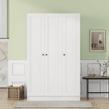3 Door Wardrobe Armoire Closet with Shutter Doors Freestanding Wardrobe Cabinet with Shelevs and Hanging Rod Clothes, Cabinet Organizer, 21.1"D x 41.4"W x 66.9"H (White) Bellemave