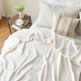 NEWCOSPLAY Knitted Ivory Blanket Super Soft Plush Throw for Couch Fuzzy Fluffy Microfiber Lightweight Blanket for Bed Sofa All Season Use (Ivory, Throw(50"x60")) NEWCOSPLAY