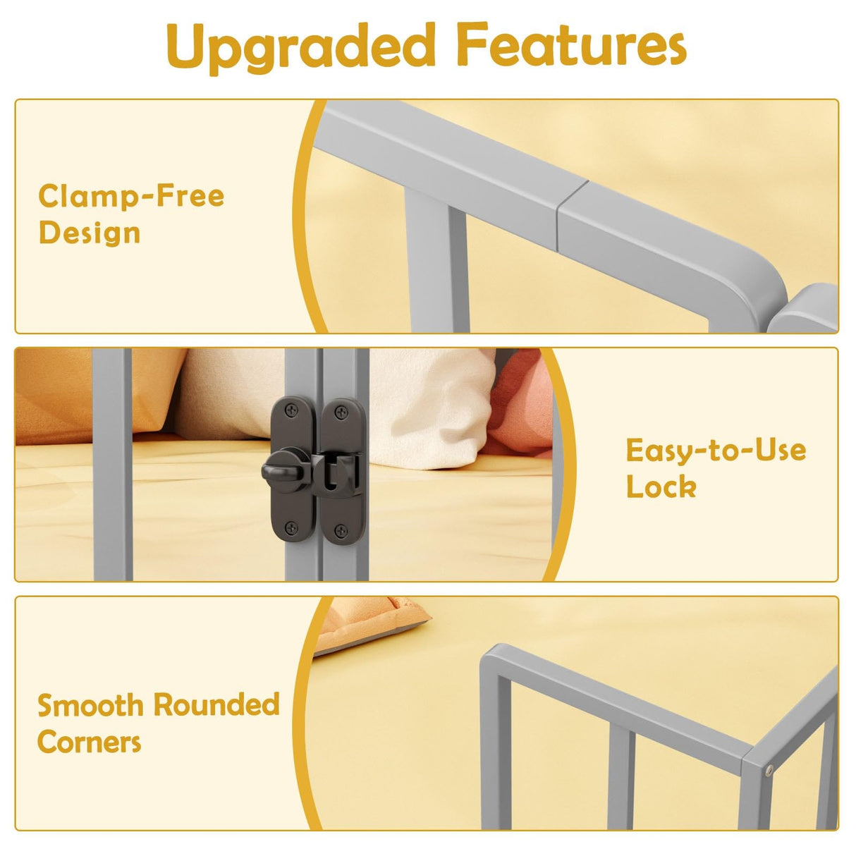 MODCART Twin Size Floor Bed Frame, Metal Montessori Platform Bed with Safety Guardrails Fence 77×41×21 Easy Assembly for Bedroom Playroom MODCART