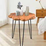 HOEGMST 19.5 Inch Live Edge Side Table, Wood Freeform Small End Table with Waterproof, Rustic Accent Table Unique for Living Room, Bedroom, Home HOEGMST