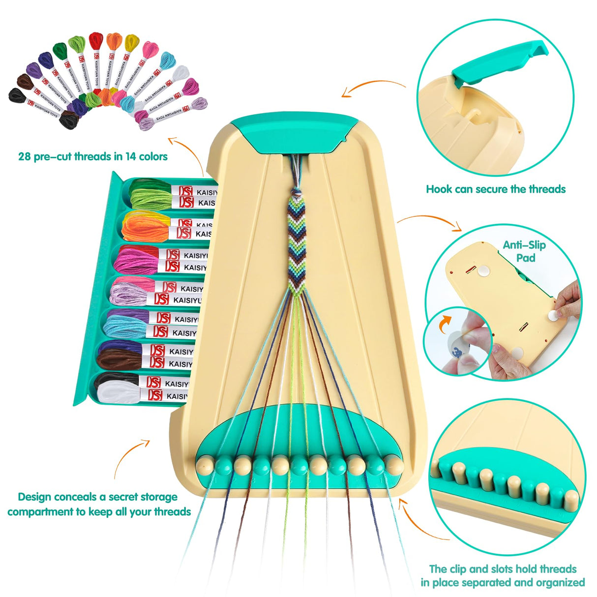 Arts and Crafts for Kids Ages 8-12,Friendship Bracelet Making Kit for Girl,Kids Jewelry Making Kit with 28 Pre-Cut Threads,Christmas Birthday Gifts for Ages 6 7 8 9 10 11 12 Year Old Cyan Maynacs