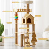 Elegaif Cat Tree, Wood Cat Tree Tower for Indoor Cats, 60.7" Modern Cat Tower with Sisal-Covered Scratching Posts and Top Perch，Cat Condo with Acrylic Hammock for Small Large Cats Elegaif