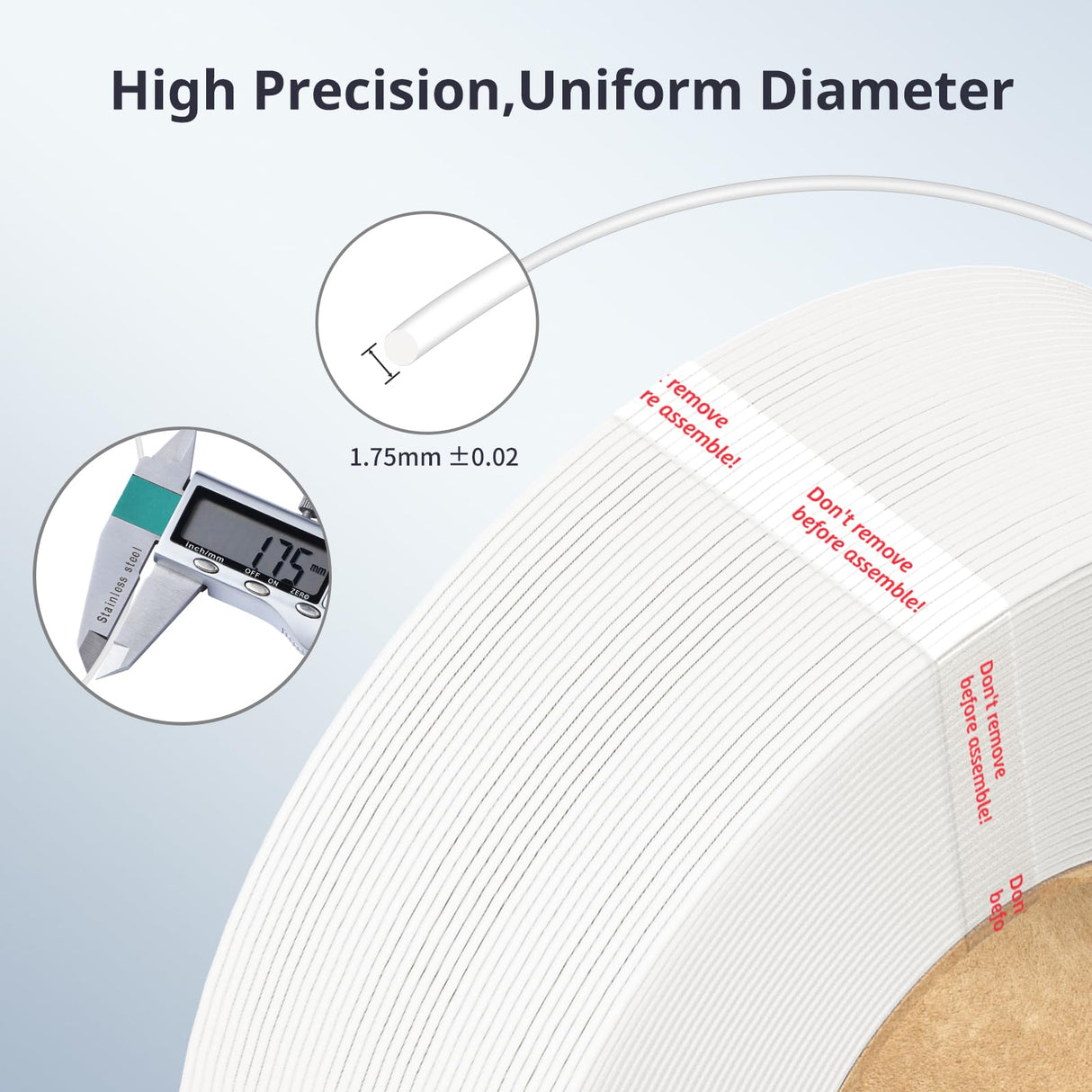 ANYCUBIC PLA Filament Refill 1.75mm, 3D Printer Filament, for Reusable Spools, Dimensional Accuracy +/- 0.02mm, Fit with Most Reusable Spools, 1KG, White ANYCUBIC