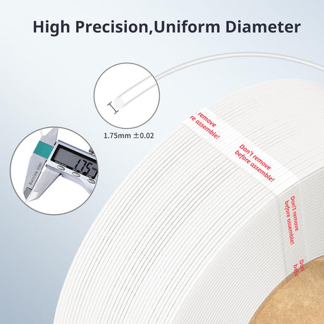 ANYCUBIC PLA Filament Refill 1.75mm, 3D Printer Filament, for Reusable Spools, Dimensional Accuracy +/- 0.02mm, Fit with Most Reusable Spools, 1KG, White ANYCUBIC