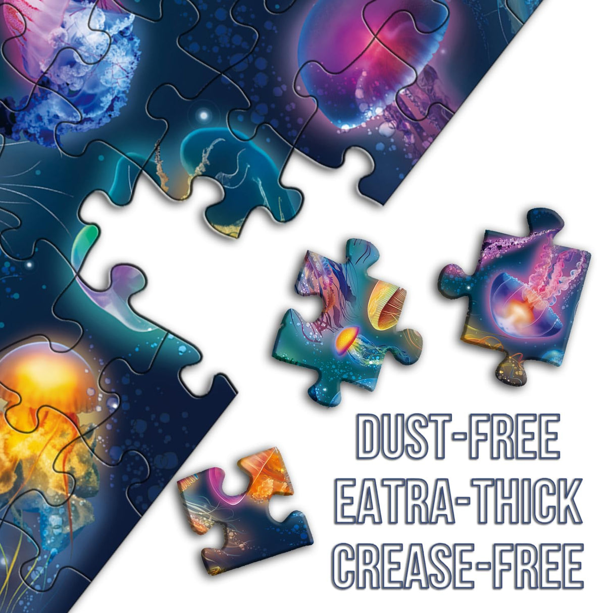 Magical Jellyfish Puzzle 1000 Piece Puzzles for Adults Colorful Jellyfish Jigsaw Puzzles Amazing Medusa Puzzle Rainbow Glowing Challenging Puzzles BBOLDIN