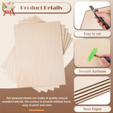 MoDooris 12 Pcs Basswood Sheets for Crafts, 12 x 16 x 1/8 Inch Plywood Sheets 3mm Thick Unfinished Wood Board for DIY Crafts, Laser Cutting, Wood Burning, Pyrography, Architectural Models, Drawing MoDooris