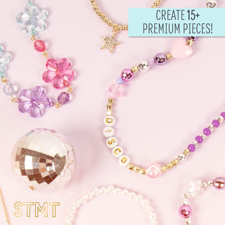 STMT D.I.Y. Glitz ‘N Disco Jewelry Case, Makes Over 15 Accessories, Includes Disco Beads for Bracelets, Charms & Storage, Bracelet Making Kit, Great Gifts for Girls, Jewelry Making Kit for Girls 8-12 STMT