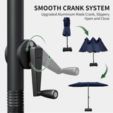 OLILAWN 15ft Large Patio Umbrella with Base Included, Outdoor Double-Sided Rectangle Market Umbrella Table Umbrella with Aluminium Crank, 12 Sturdy Ribs, for Pool Deck Porch Backyard Garden,Navy Blue OLILAWN