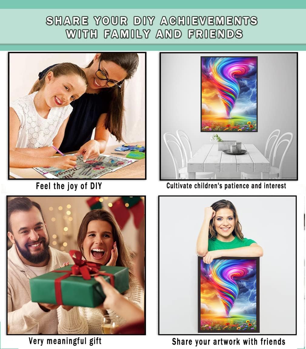 Lophomie Diamond Art Kits for Adults, 5D DIY Rainbow Storm Diamond Painting Kits for Adults Beginners, Diamond Dots Kits Gem Arts Crafts for Home Wall Decor 12x16 Inch Lophomie