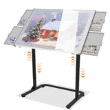 Doerpuz Puzzle Table 1500pcs,Adjustable Height and 90°up Angles Puzzle Board for Saving Storage Space,Aluminum Jigsaw Puzzle Tables for Adults with Drawers Doerpuz
