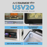 Avid Armor Chamber Vacuum Sealer Machine USV20 Ultra Series for Wet Foods, Meat Vacuum Packing Machine, Compact with 11.5-Inch Vaccum Sealer Bar Avid Armor