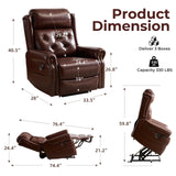 Rhevoy Power Lift Recliner Chair for Elderly with Adjustable Headrest,Electric Lift Chair with Massage and Heat, Lay Flat Recliner for Big and Tall,Brown Rhevoy