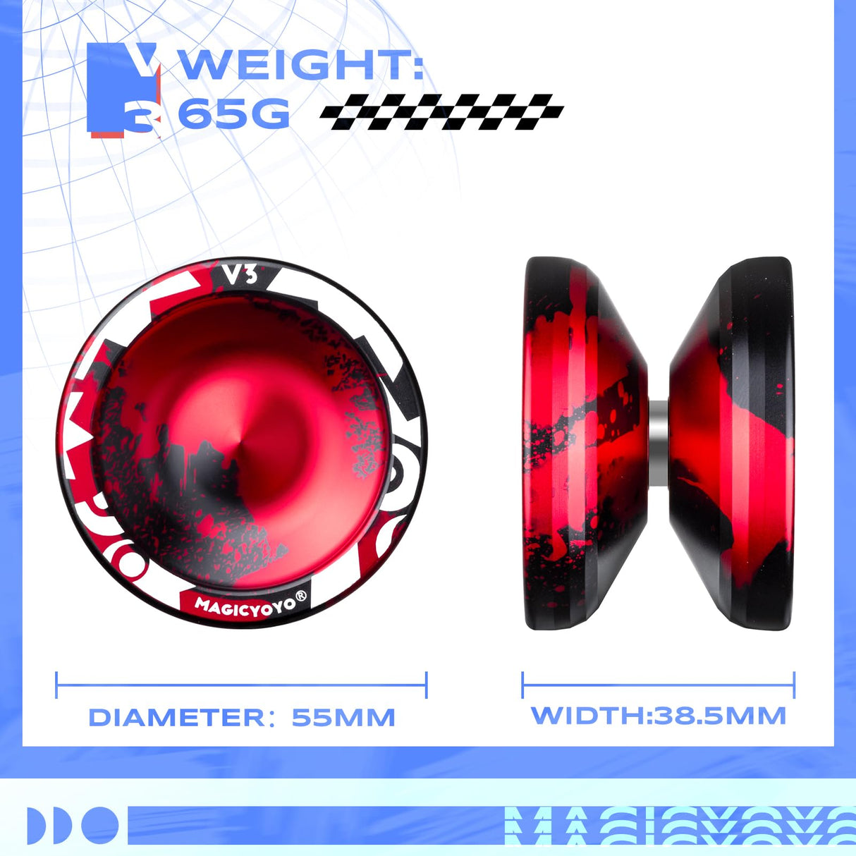 MAGICYOYO Professional Responsive Yoyo V3, Metal Yoyo for Kids Beginners Alloy Yoyo for Adults with KK Bearing + Bearing Removal Tool + Axle + Storage Bag + 12 Yoyo Strings (Black Red) MAGICYOYO