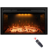 Dreamflame 36 inch Wide 21 inch High Electric Fireplace, Wall Fireplace Electric with Remote Control, Realistic Log and Crackling Sound, Overheating Protection and Timer, 750/1500W Black Dreamflame