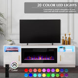 Lemberi Fireplace tv Stand with 36 inch Fireplace Up to 80" TVs,LED Light Entertainment Center and Storage, 70" Modern Wood Media TV Console with Highlight Cabinet for Living Room LEMBERI