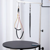 Dog Grooming Table Arm with Hammock - Adjustable Height, Pet Grooming Hammock, No Sit Haunch Holders, Loop Noose Heavy-Duty Clamp (Stainless Steel) Phenfor