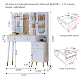 YYJ Vanity Desk with Mirror and Lights, with Chair, Modern High Capacity Makeup Vanity with 3 Drawers, Makeup Table with Power Outlet and 10 Lights for Bedroom,Makeup Room, White YYJ