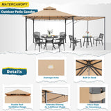 MASTERCANOPY 11 x 11 Patio Gazebo with Extra Side Awning Outdoor Gazebo for for Backyard Garden Lawn,Beige MASTERCANOPY