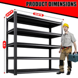 ZZXCBB Garage Shelving Heavy Duty, Adjustable 5-Tier Garage Shelves,3500LBS Metal Storage Shelves,Shelving Unit and Utility Storage Rack for Basement,Easy Assembly,Black 72''H x 59.1''W x 19.7''D ZZXCBB