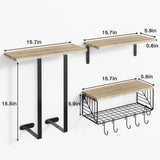 Fixwal Bathroom Floating Shelves Over Toilet Wall Shelves Set with Towel Storage Rack for Bathroom Organization & Wall Decor(Rustic Brown) Fixwal