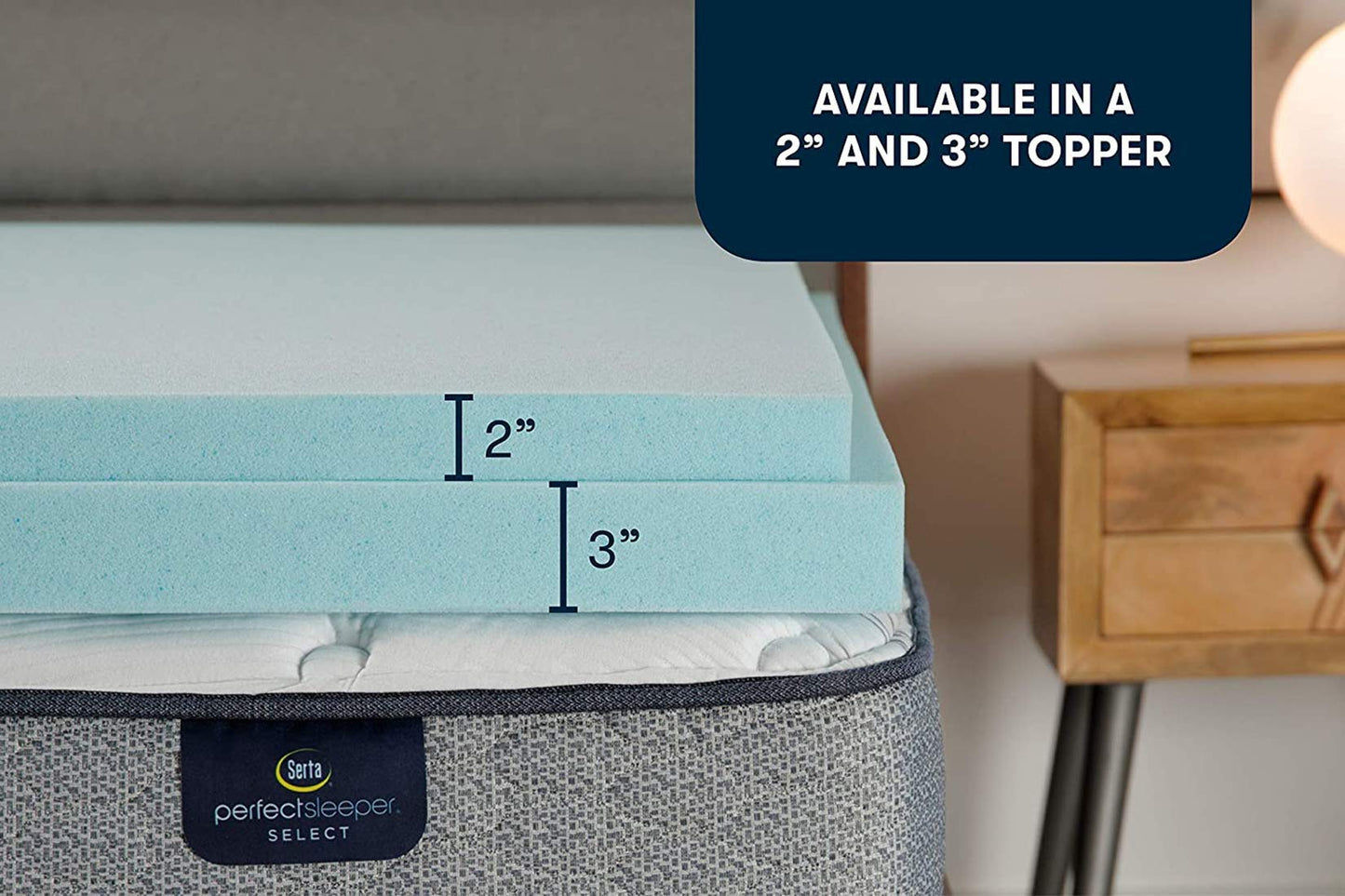 Serta ThermaGel Cooling, Pressure-Relieving Memory Foam Mattress Topper, 3 Inch, California King