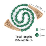 Yagoo St Patricks Day Wood Bead Garland with Tassels, Farmhouse Rustic Prayer Beads Boho Tassel Garland Decorative Beads for Home Decor (Green) Yagoo