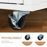 Shintenchi Kitchen Island Cart with Storage,Rolling Kitchen Island Side Table on Wheels with Large Worktop,Storage Cabinet,Towel Rack and Drawers for Kitchen,Dinning Room,White Shintenchi