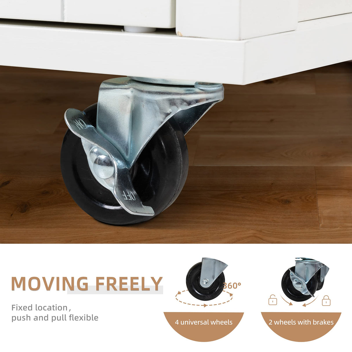 Shintenchi Kitchen Island Cart with Storage,Rolling Side Table on Wheels with Worktop,Single Door Cabinet and Drawer for Dinning Room, White Shintenchi