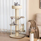 Tangkula Wood Cat Tree, 47 Inch Multi-Layer Cat Tower with 5.7” Thicker Sisal Covered Scratching Posts & Carpet, Padded Top Perch, 2 Jumping Platforms, Hammock, Modern Cat Tree Tower for Indoor Cats Tangkula