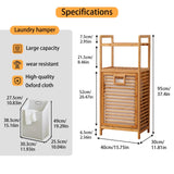 Baveke Laundry Hamper with 2-Tier Shelves & Tilt Out Basket, Laundry Baskets Organizer Hampers Bathroom Storage Shelf for Laundry Room, Bathroom, Nursery, Bedroom (Small - 15.75 in) Baveke