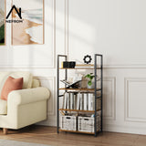 NEFROM Book Shelf, Adjustable 4-Tier Tall Bookshelf, Wooden Bookcase Shelves for Bedroom, Living Room, Display Shelf for Home, Office, Kitchen, Standing Shelving Unit Storage Organizer BC-BR-4 NEFROM