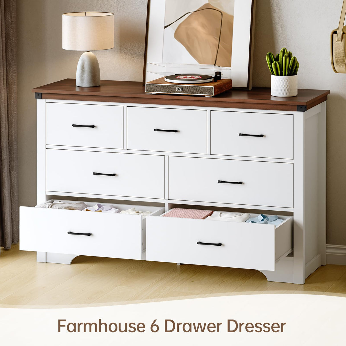 Airynee Farmhouse 7 Drawer Dresser for Bedroom, 51" Wide Chest of Drawers, Wood White Dresser with Deep Drawers, Storage Dressers Organizer for Bedroom, Living Room, Hallway Airynee
