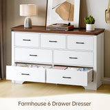 Airynee Farmhouse 7 Drawer Dresser for Bedroom, 51" Wide Chest of Drawers, Wood White Dresser with Deep Drawers, Storage Dressers Organizer for Bedroom, Living Room, Hallway Airynee
