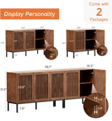 BVIUNTWO Farmhouse TV Stand for TVs up to 85 inch, 2 in 1 Entertainment Center TV Console with Metal Base & Storage Cabinets,Media Console for Living Room, Dark Brown BVIUNTWO