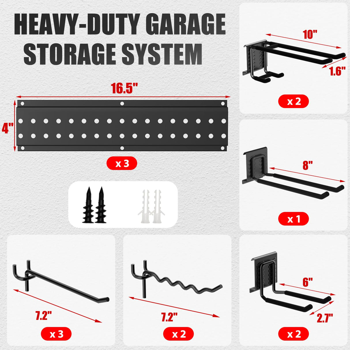 ZICANYCO Garage Tool Organizer Wall Mount 48 inches with 10 Adjustable Heavy-Duty Hooks, Garage Organization, Garden Tool Storage Rack, Yard, and Shed, Holds Up to 400 lbs ZICANYCO