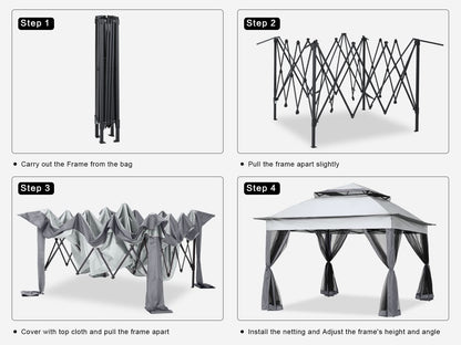 MASTERCANOPY Patio Gazebo Outdoor Pop Up Gazebo with Mesh Walls (Dark Gray, 11x11) - WoodArtSupply