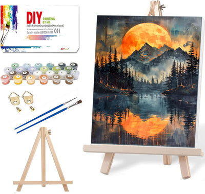 Smoky Mountains Paint by Numbers Kit for Adults Beginner with Easel,Easy Adult Paint by Number Kits on Canvas DIY Painting for Beginners Art by Numbers for Home Wall Decor with Nice Box 10x12 Inch