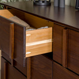 Walker Edison Contemporary Detailed 6-Drawer Solid Wood Dresser, 60 Inch, Walnut-T Walker Edison