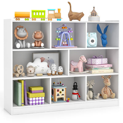 KOTEK 8-Cubby Wooden Kids Bookshelf - Versatile Toy Storage Organizer for Nursery, Playroom, and Classroom