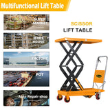 APOLLOLIFT Hydraulic Lift Table Cart, 770lbs Capacity 51" Lifting Height, Double Scissor Lift Table with 4 Wheels and Safety Back Guard for Material Handling and Transportation APOLLOLIFT