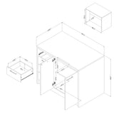 South Shore Myro Kitchen Island, Natural Walnut and White South Shore