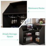 Tribesigns Reception Desk with Storage Shelves, L-Shaped Modern Front Desk, Reception Counter Table for Small Office, Salon, Checkout Office, Black Tribesigns